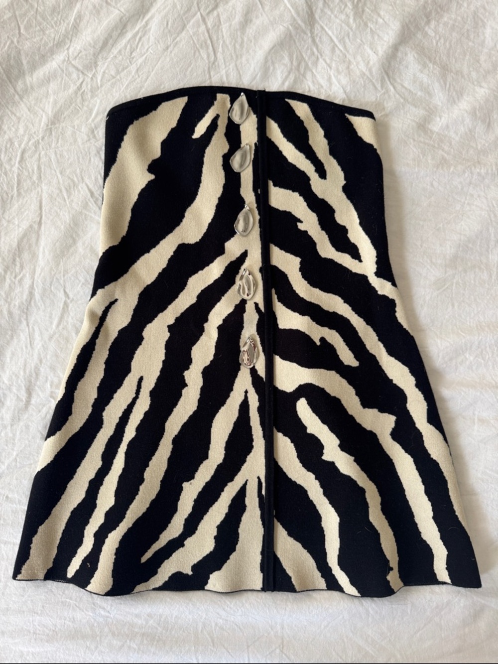 Black and Cream Zebra Print Strapless Mini Dress